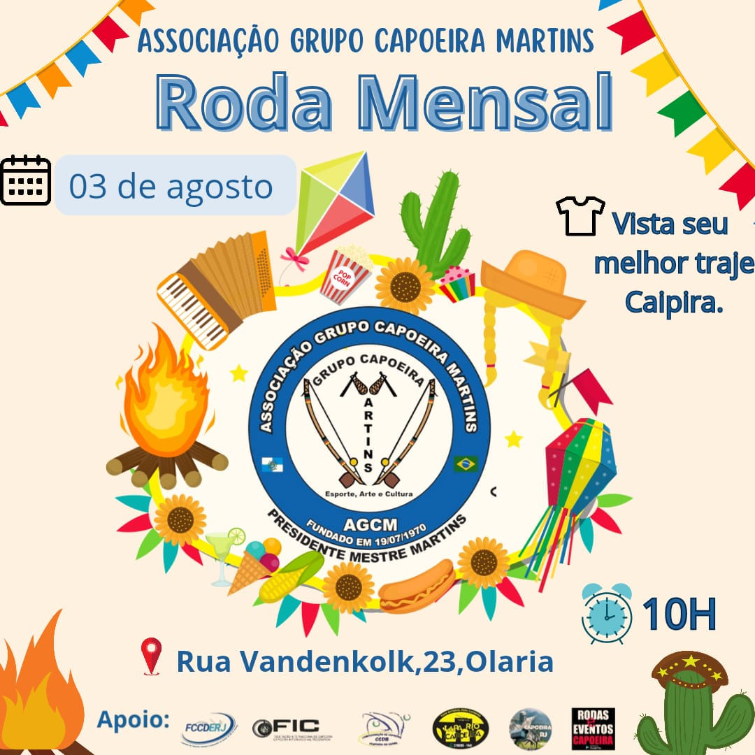 Cartaz da Roda Temática do Grupo Capoeira Martins (agosto de 2025)